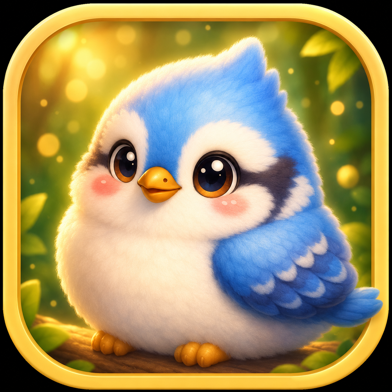 Wordy Birdie app icon with a fluffy blue bird